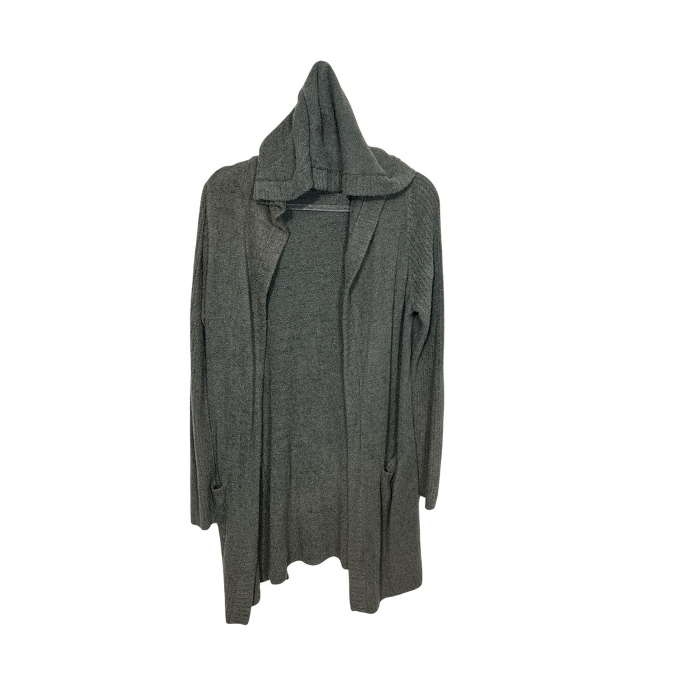 Barefoot Dreams Cardigan Women Medium Grey CozyChic Lite Hooded QWCL1324